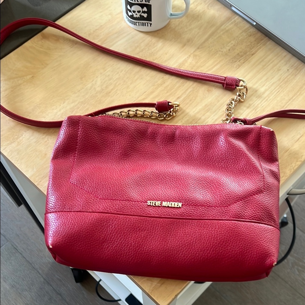 Steve Madden Red Leather Crossbody Bag - gently used